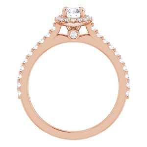 14K Rose 4 mm Round Forever One™ Moissanite & 1/3 CTW Diamond Engagement Ring